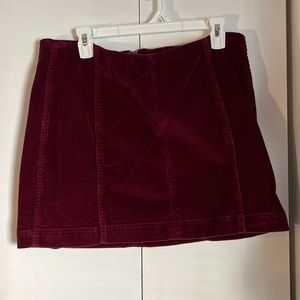 Burgundy corduroy mini skirt, size 14